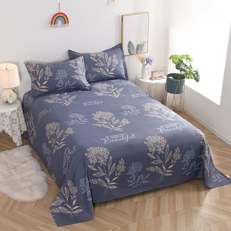 Cotton Twill Bed Sheet 1 Piece Breathable Floral Fitted Sheet