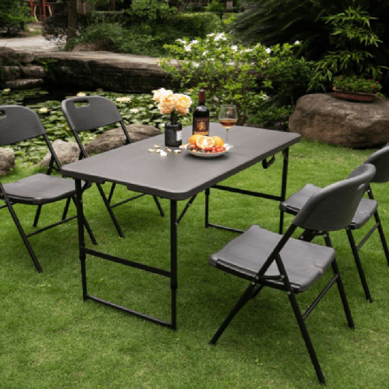 Modern Plastic Camping Table Outdoor Patio Table with Metal Legs