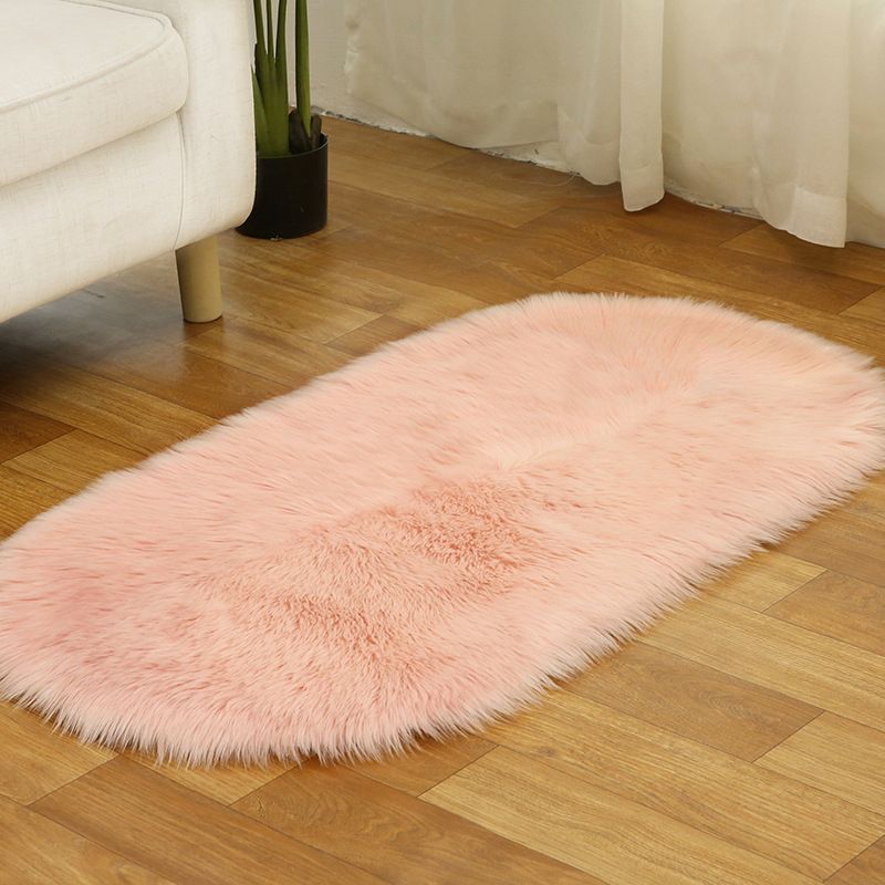 Multi Colored Plain Rug Faux Fur Minimalist Carpet Non-Slip Pet Friendly Stain Resistant Rug for Sitting Room