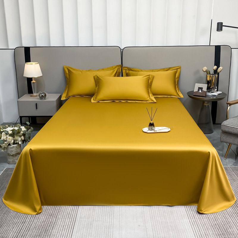 Solid Color Satin Bed Sheet Sets Long Staple Cotton Sheet Sets