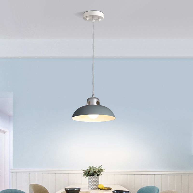 Lampada a sospensione in metallo nero/grigio/bianco a cupola 1 illuminazione a sospensione vintage leggera per sala da pranzo