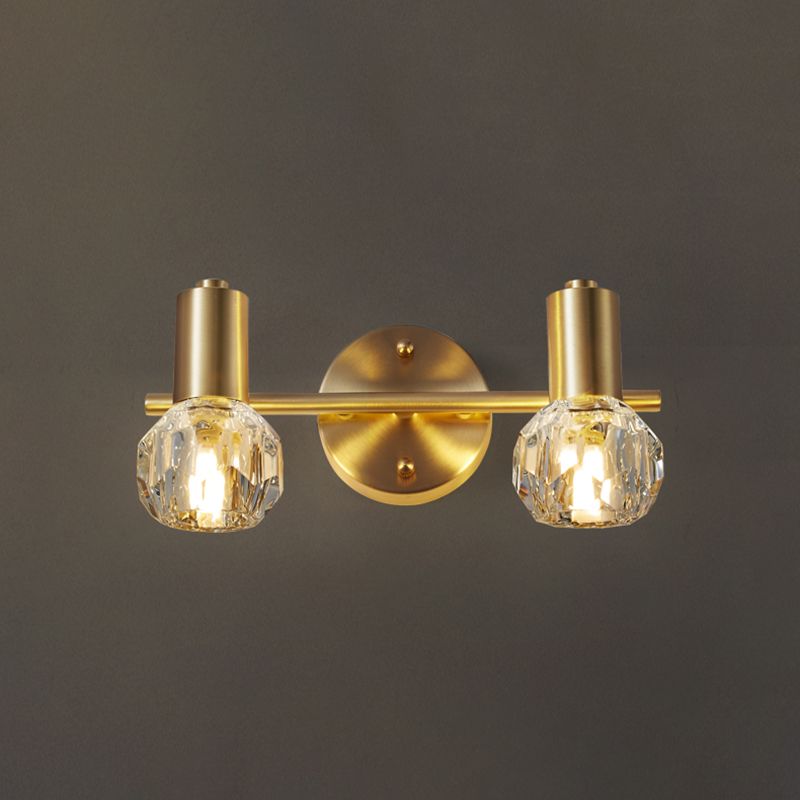 Crystal Geometric Wall Sconce Modern Multi-Lights Mirror Wall Light Fixture in Gold