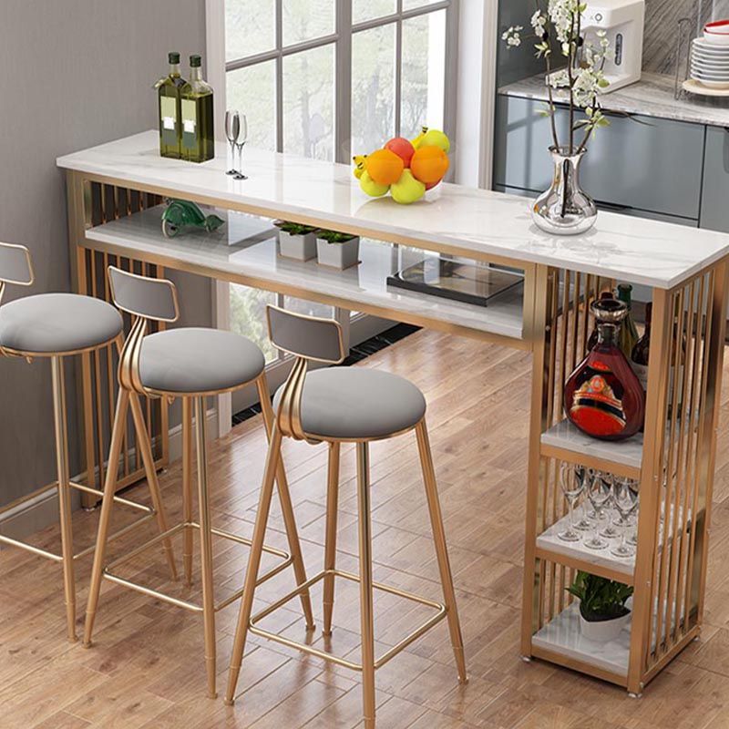 Indoor Marble Counter-height Pub Table Rectangle Modern Bar Dining Table