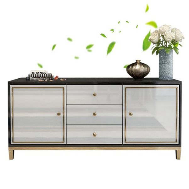 Glam Marble TV Media Stand 16" W Enclosed Storage TV Stand with Cabinet