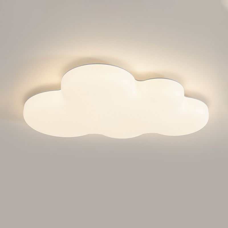 Kids Flush Mount Cloud Metal Ceiling Mounted Fixture in White for Bedroom