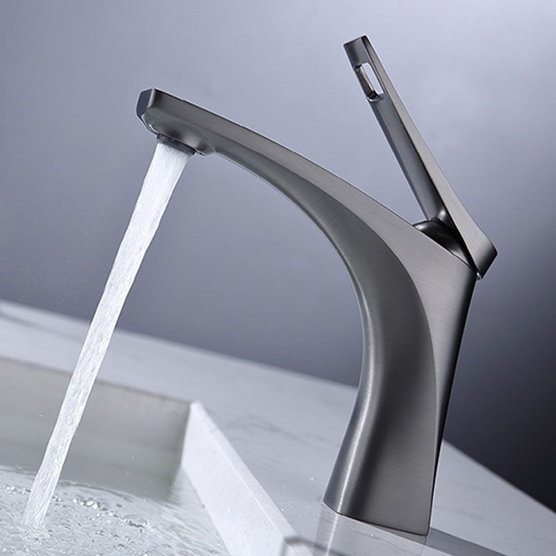 Modern Vessel Faucet Brass Lever Handles Low Arc with Water Hose Bathroom Vessel Faucet