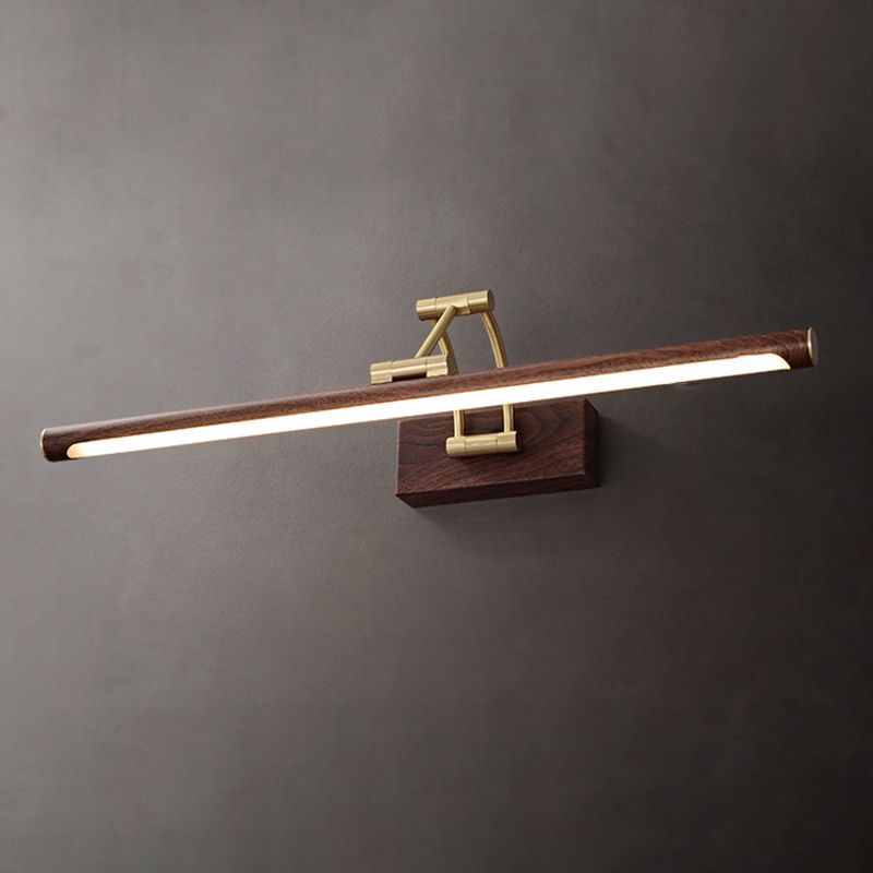 Linear Shape Wall Lamp Modern Style Wood 1 Light Sconce Light in Brown