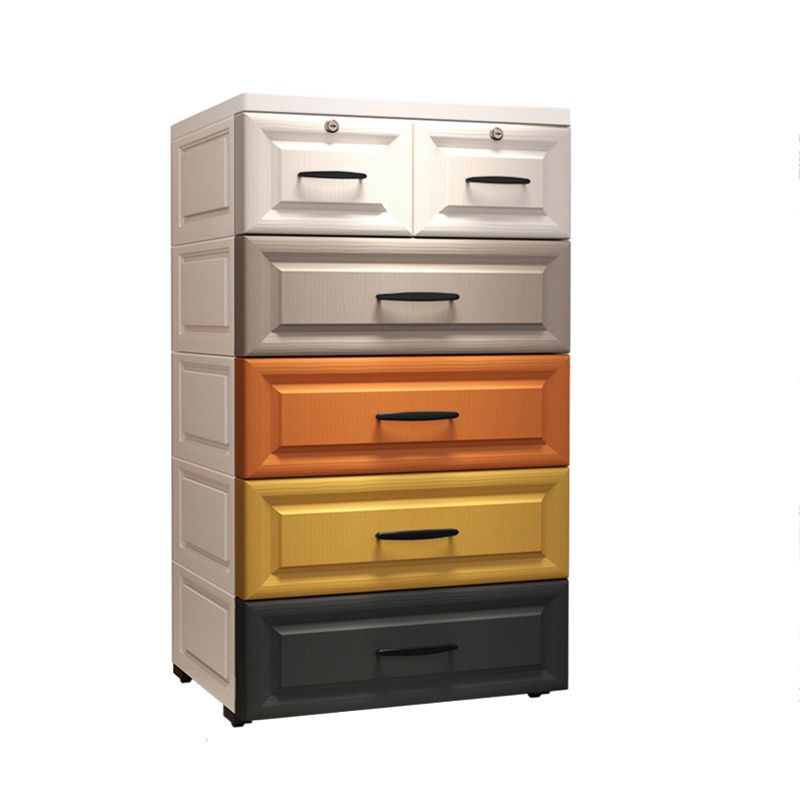 Modern Nursery Dresser Plastic Chest Kids Nightstand with 5/6 Drawers