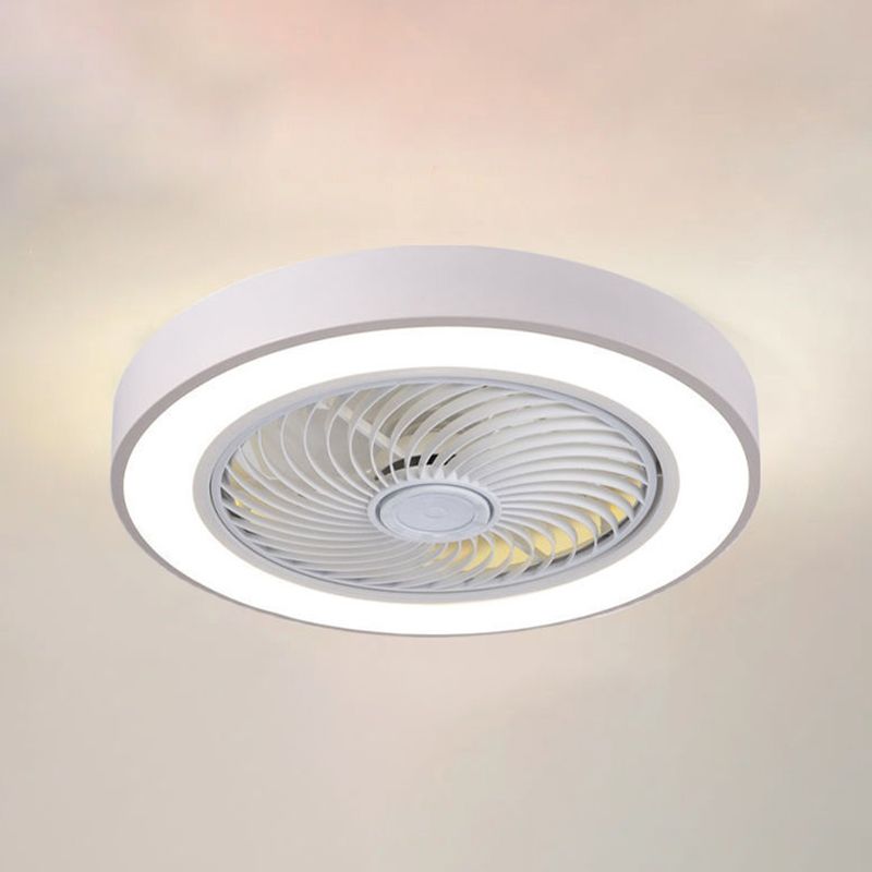 Modernism Drum Ceiling Fan Plastic and Acrylic LED Fan Fixture in 4 Colors