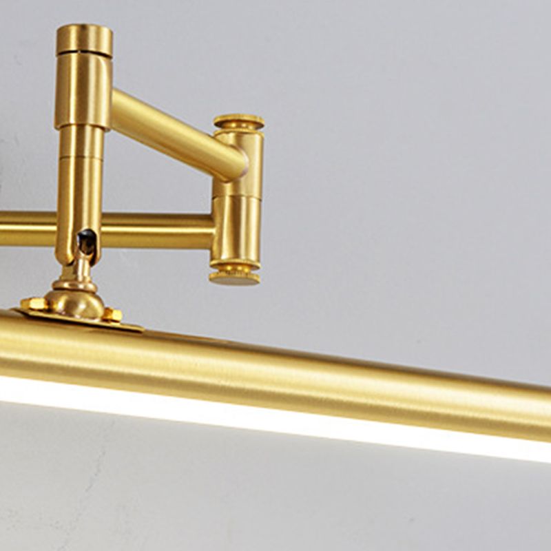 Modern Gold Vanity Light Strip Brass Swing Arm Mirror Light for Bathroom