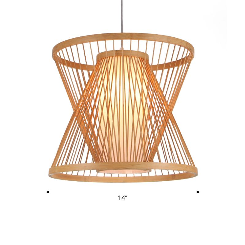 Bamboo Lantern Restaurant suspendu lampe à pendentif simple asiatique avec de l'ombre en papier à l'intérieur