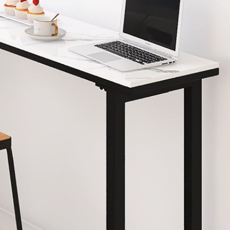 Modern White and Black Bistro Table Rectangle Footrest Cocktail Bar Table