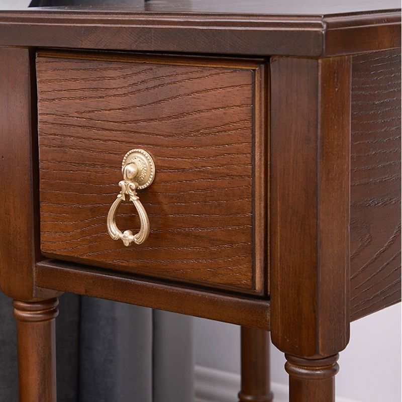 Contemporary Accent Table Nightstand Solid Wood Bedside Cabinet with Drawer