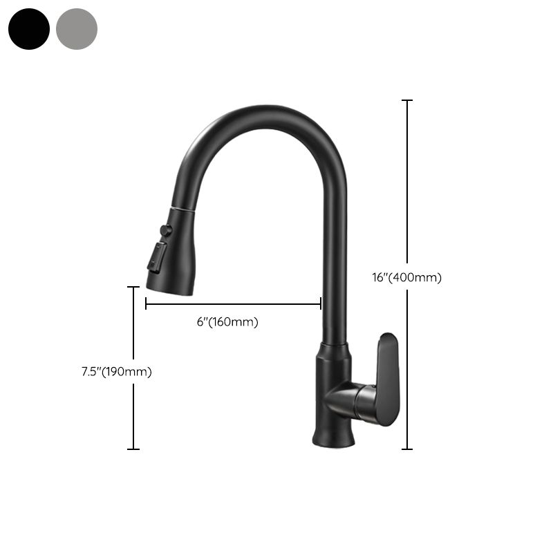 Modern Style Kitchen Faucet Brass 1-Handle High Arc Retractable Kitchen Faucet