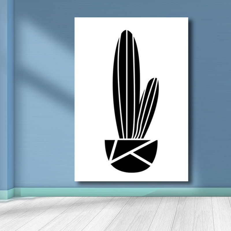 Potted Cactus Paintings Home Decor Nordic Canvas for Sitting Room Wall Art in Black