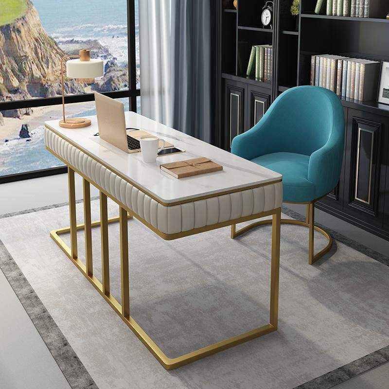 Glam Style 1-drawer Office Desk Metal Base Writing Desk for Office