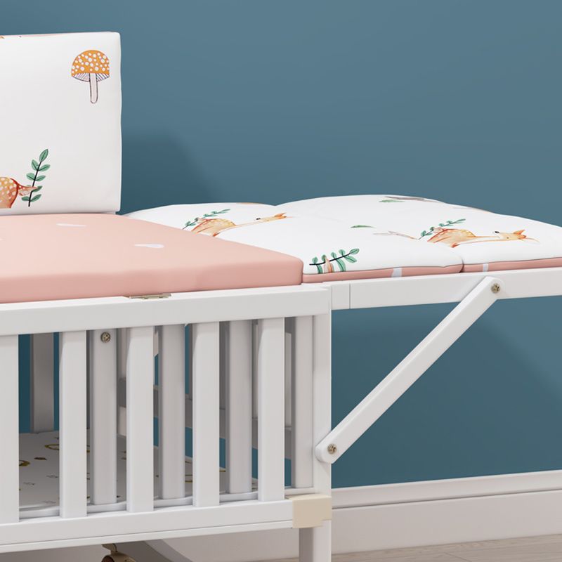 Convertible Baby Crib Wheels Wood Nursery Bed with Adjustable Height