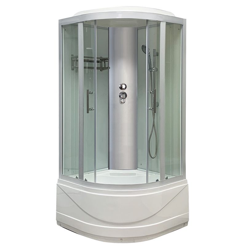 Round Tub & Shower Kit Double Sliding Tempered Glass Tub & Shower Kit