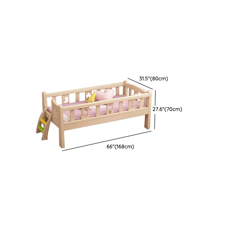 Solid Color Modern Baby Crib Solid Wood Arched Crib with Guardrail