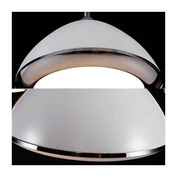 Modern Dome Pendant Light Metal 1 LED White Living Room Hanging Ceiling Light with Acrylic Diffuser in Warm/White