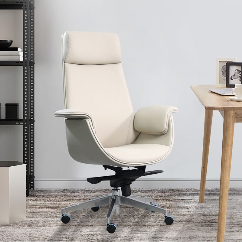 Modern Arms Included Chair High-Back Leather Desk Chair with Wheels