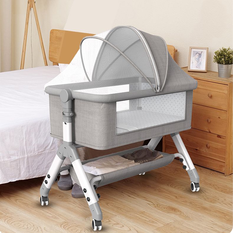 Metal Rectangle Bedside Crib Gliding Folding and Gliding Crib Cradle for Baby