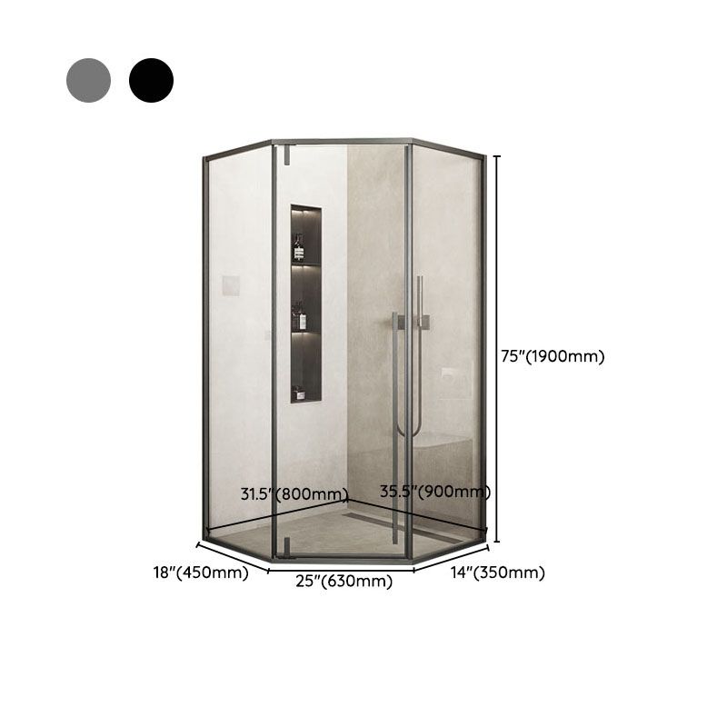 Modern Shower Enclosure Corner Black Clear Glass Shower Stall