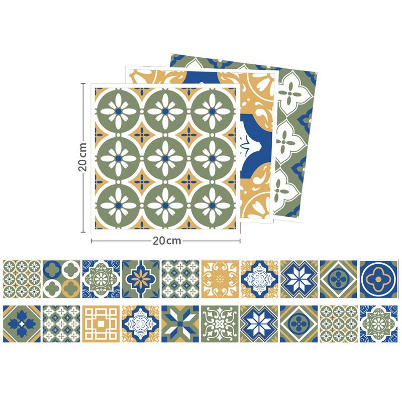 Boho Mixed Pattern Wallpaper Panel PVC Easy Peel off Blue-Yellow-Green Wall Decor for Home