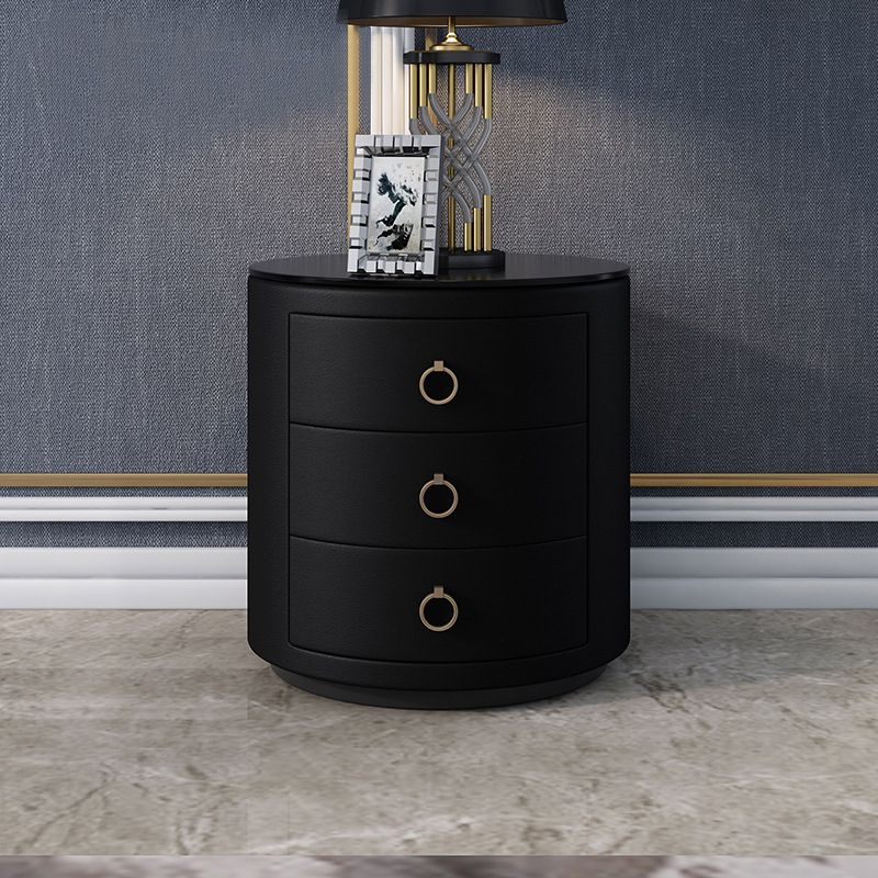 Contemporary Accent Table Nightstand Glass Nightstand with 3 Drawers