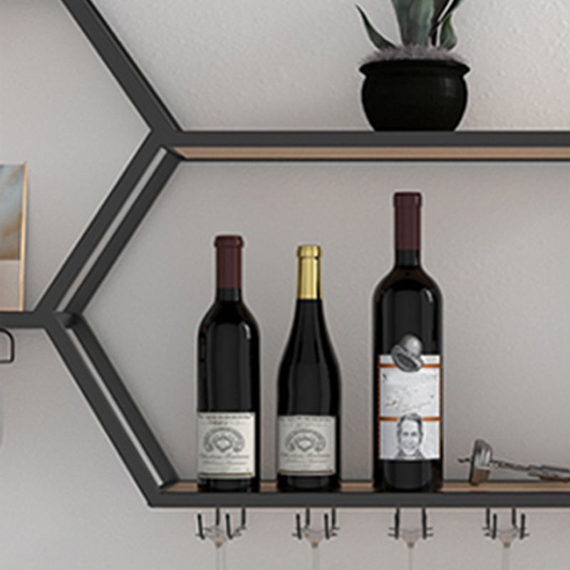 Industrial Wall Mounted Wine Bottle & Glass Rack Metal Wine Rack