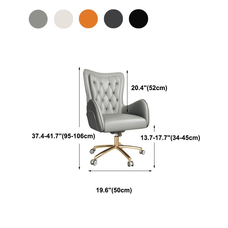 Fixed Arm Leather Office Chair High Back Upholstered Desk Chair with Steel Base