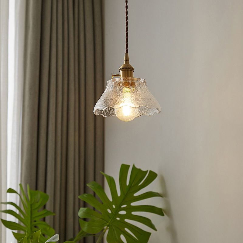 Retro Style Tapered Suspension Lighting 1 Head Clear Handblown Glass Pendant Ceiling Light