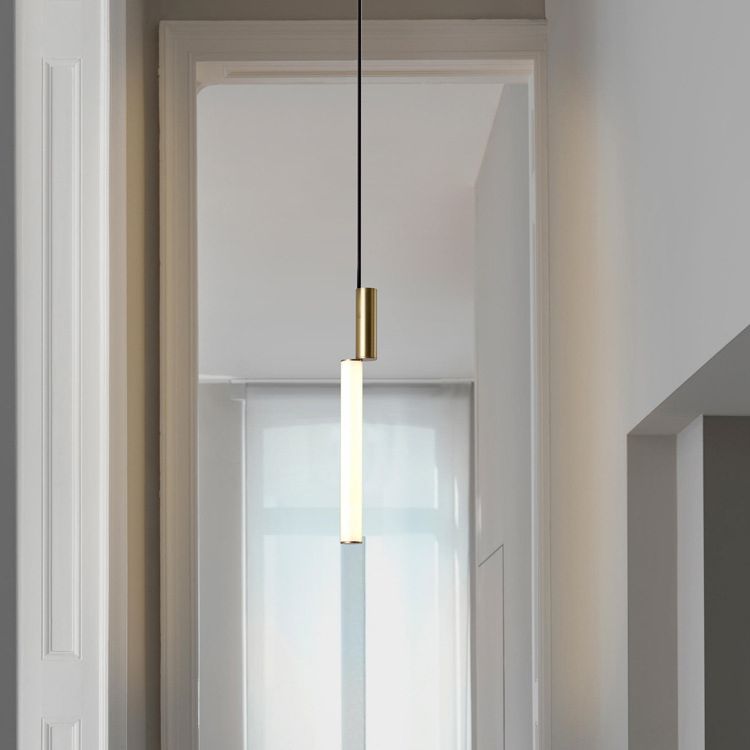 Stick Shaped Bedside Pendulum Light Acrylic Simple Style LED Down Lighting Pendant in Gold