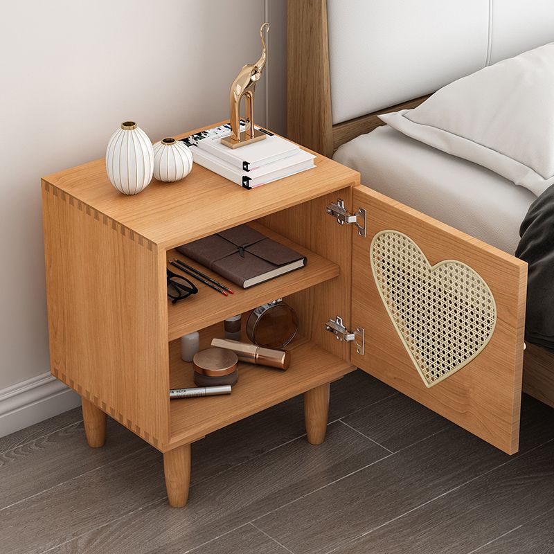 Contemporary Wood Bedside Cabinet Antique Finish Bed Nightstand