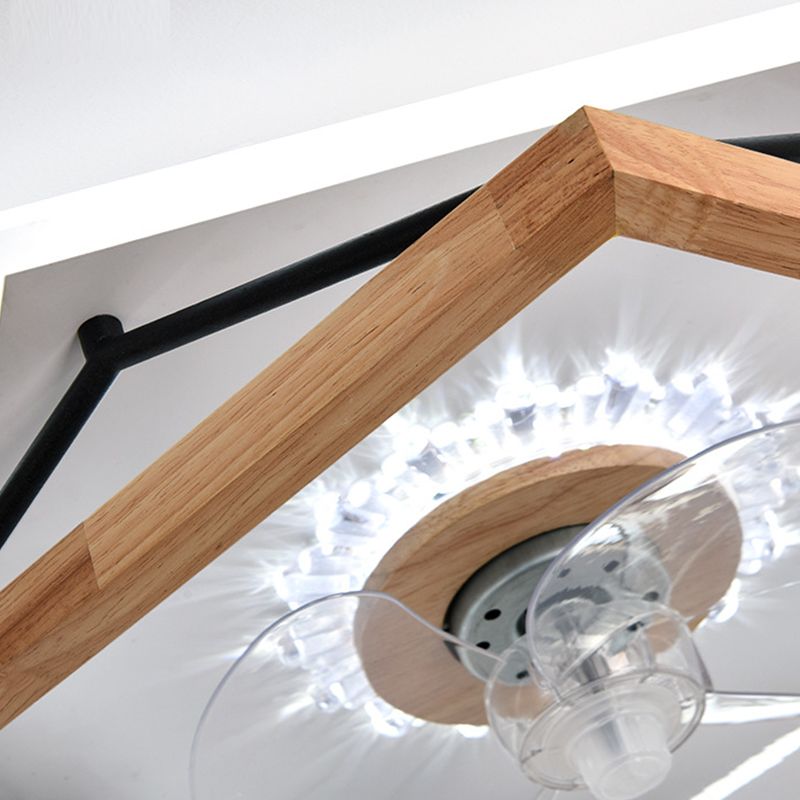 Modern Single Beige Ceiling Fan Lamp Wooden Ceiling Fan Light for Living Room