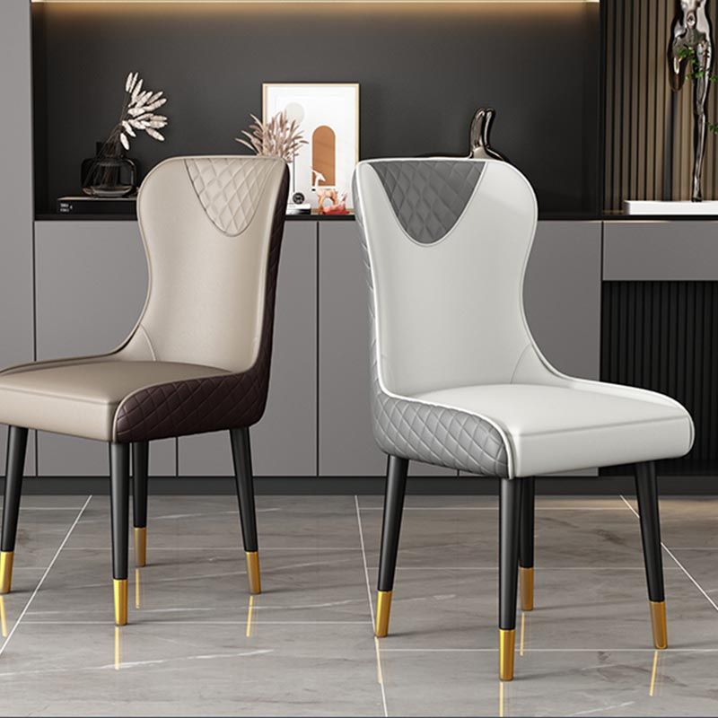 Glam Dining Side Chair Upholstered Leather Side Chair for Home