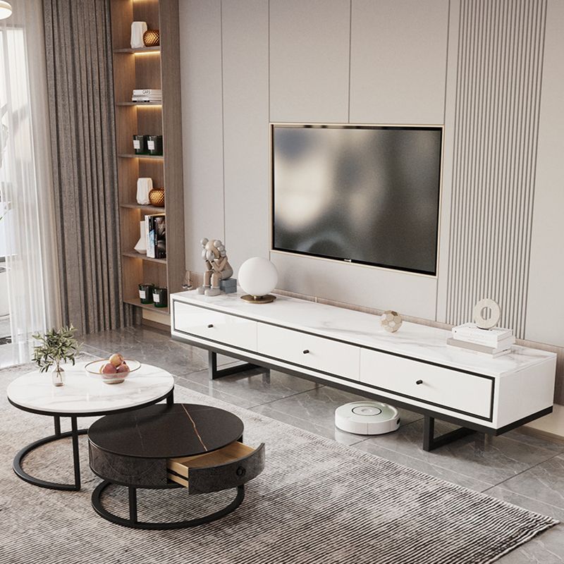 Enclosed Storage TV Media Console Modern TV Stand for Living Room