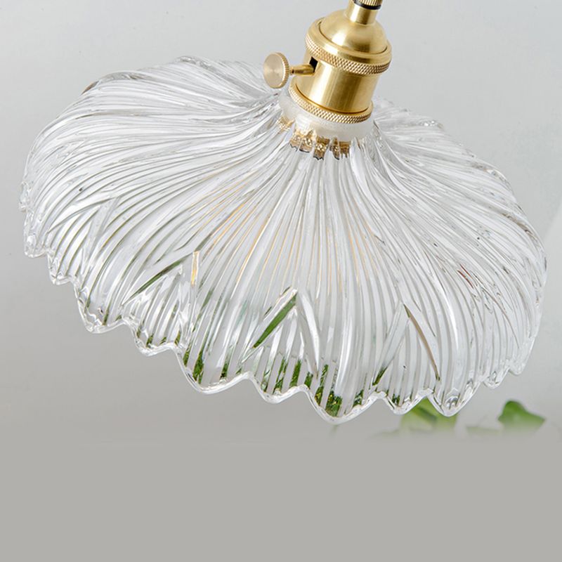 Floral Pendant Light Fixture Nordic Glass Dinning Room Hanging Light Fixture in Clear