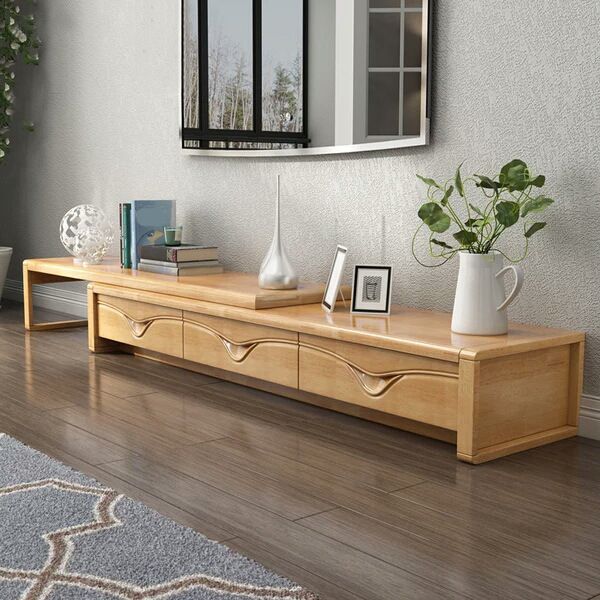 Traditional TV Media Stand Enclosed Storage TV Stand Console with Drawers