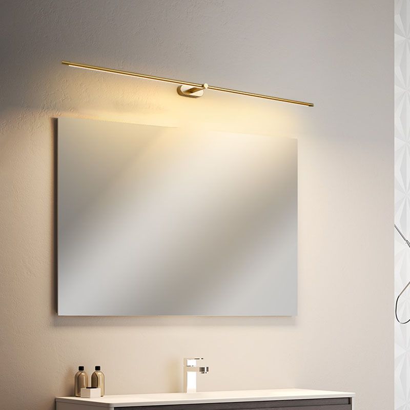 Metal Linear Shape Wall Light Modern 1-Light Mirror Wall Mounted Light Fixture