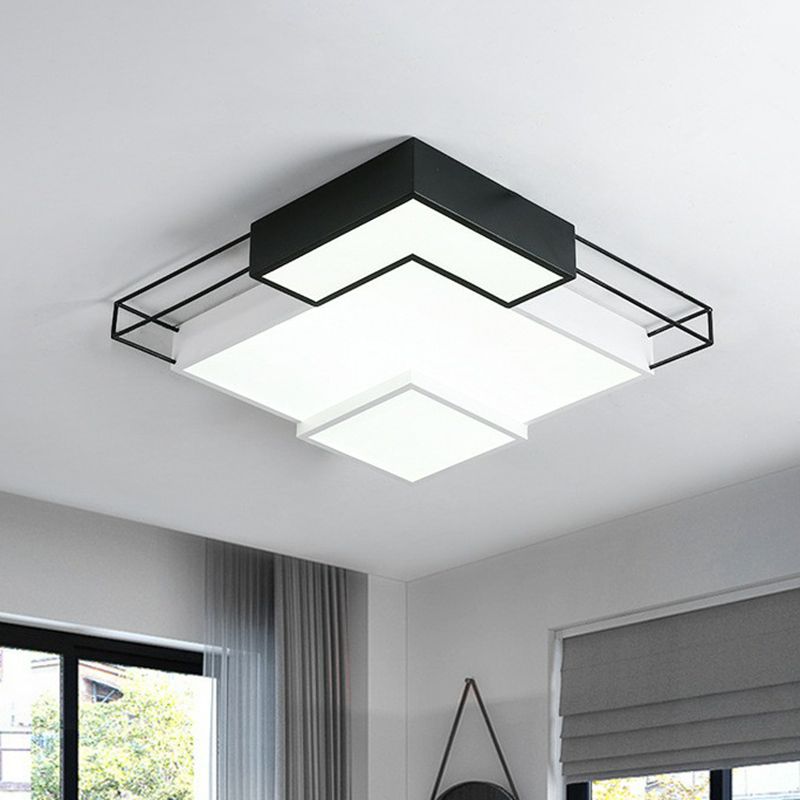 Extra-Thin Living Room LED Flush Mount Light Acrylic Modern LED Flush Ceiling Light Fixture in Black and White