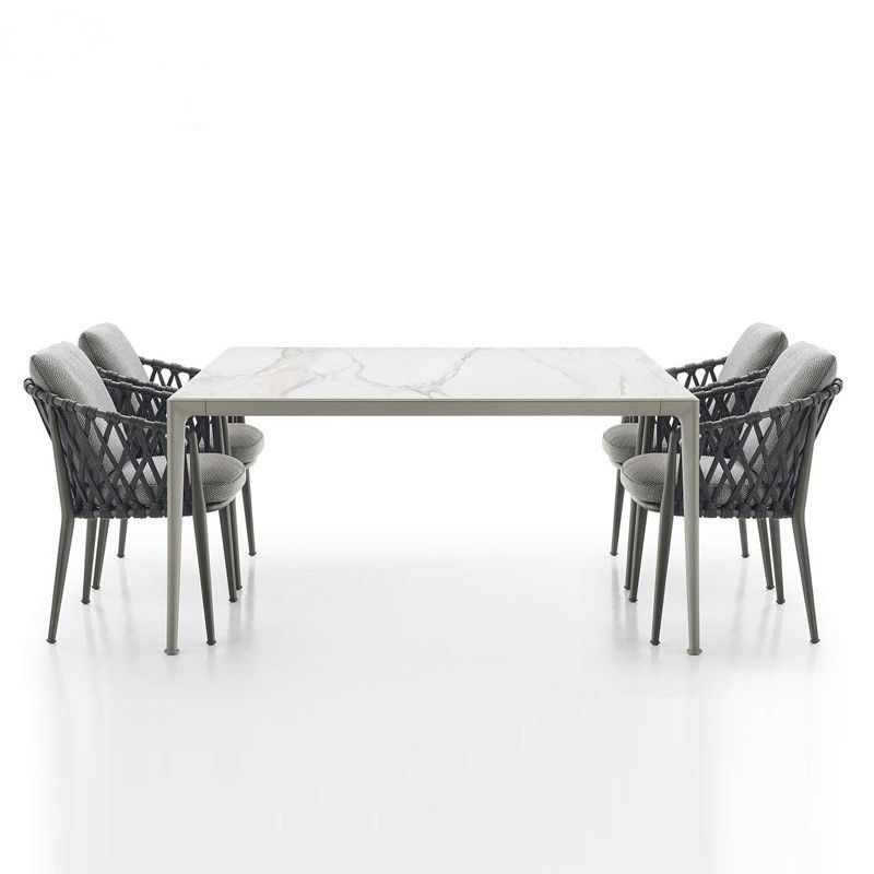 Contemporary Metal Outdoors Dining Chairs with Arm Outdoor Bistro Chairs