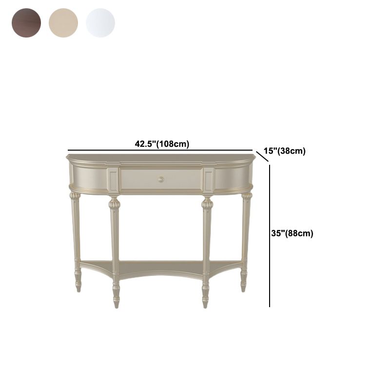 Mid-Century Modern Birch Console Table with 4 Legs and Shelf for Hall