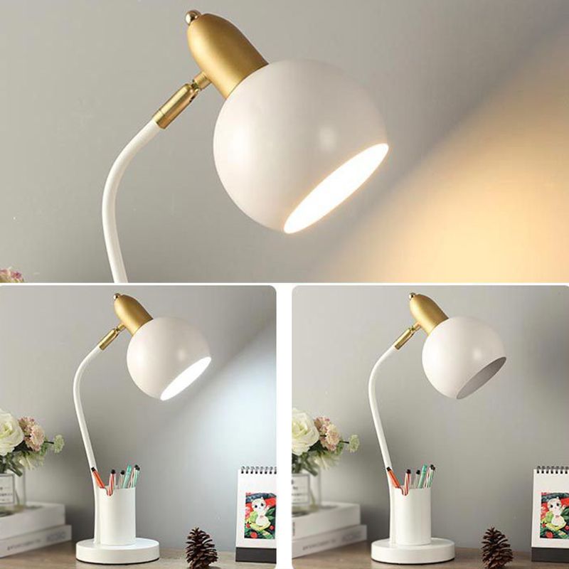 4 Color Optional Macaroon Style Desk Lamp Metal Dome Shade Studying Room Lighting Fixture with Pen Holder Design