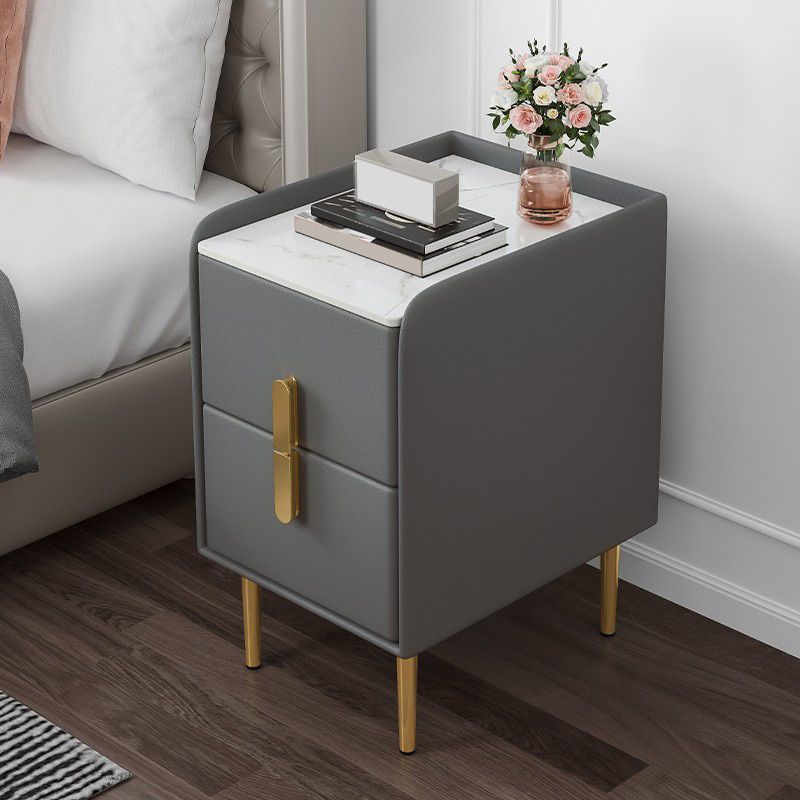 Stone Night Table Modern Accent Table Nightstand for Bedroom