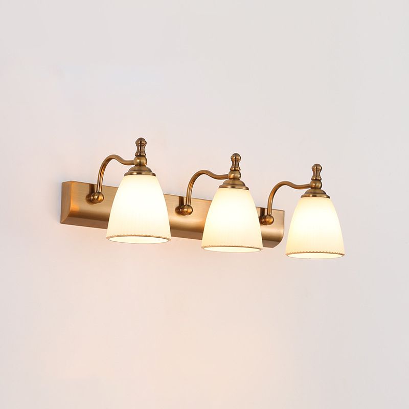 Glass Bowl Shade Wall Lighting American Style Multi-Lights Wall Mounted Light Fixture in Brass