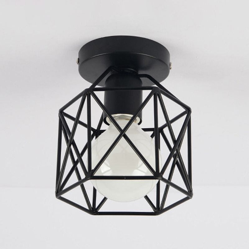 Modern Industrial Style Iron Frame Lampshade Ceiling Lamp for Bedroom