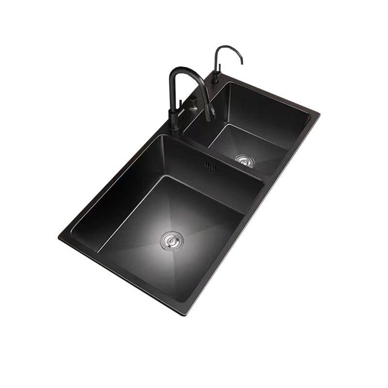 Stainless Steel Double Basin Sink Drop-In Kitchen Sink with Drain Assembly