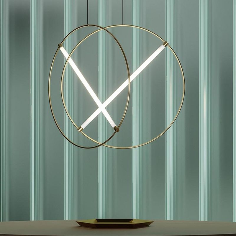 Simplicity Loop Shaped Pendant Lighting Acrylic Dining Room LED Down Light in Gold