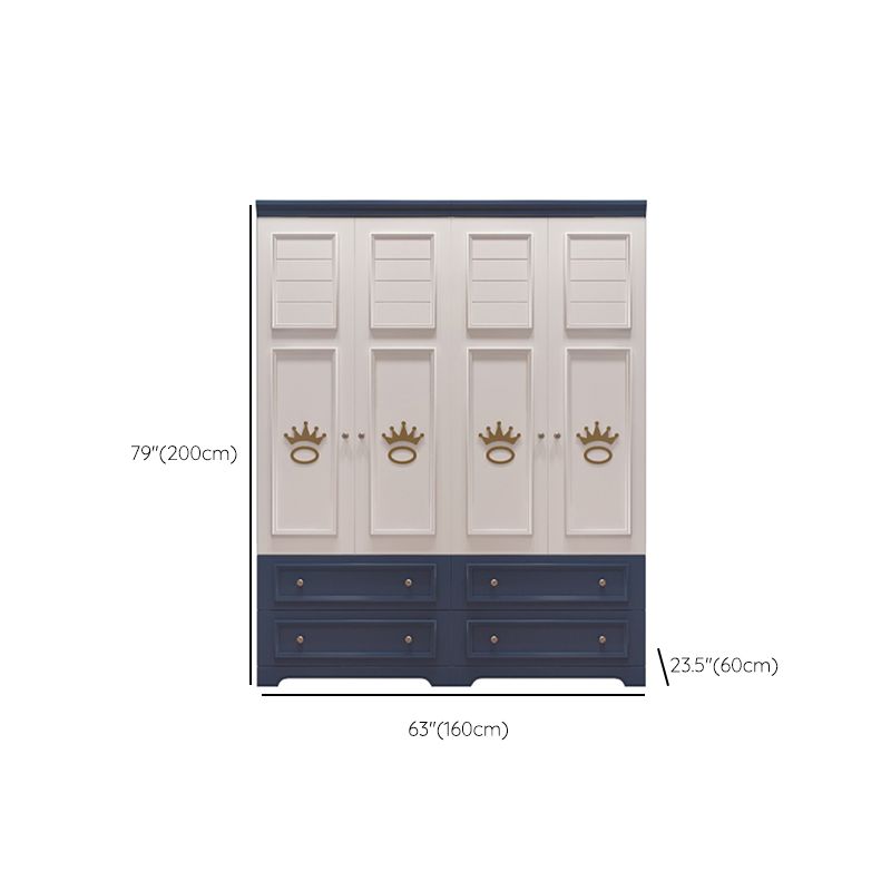 Manufactured Wooden Kids Closet Modern Style Bedroom Wardrobe Closet with Drawers